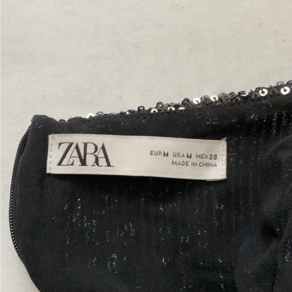 ZARA Black sequined balloon sleeves mini dress - Picture 8 of 9